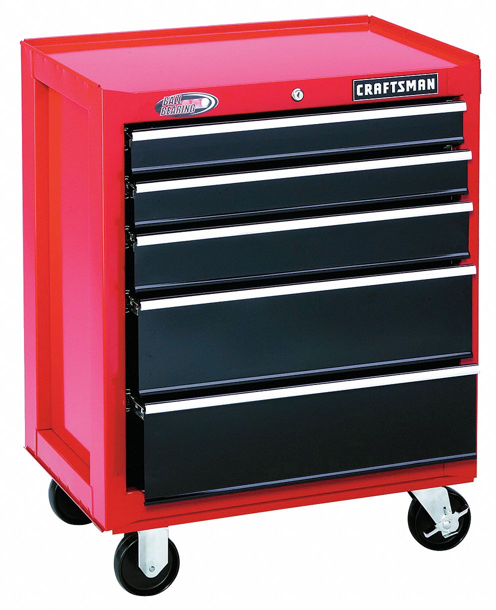 Rolling Tool Cabinet, 26W x18D, 5 Dr