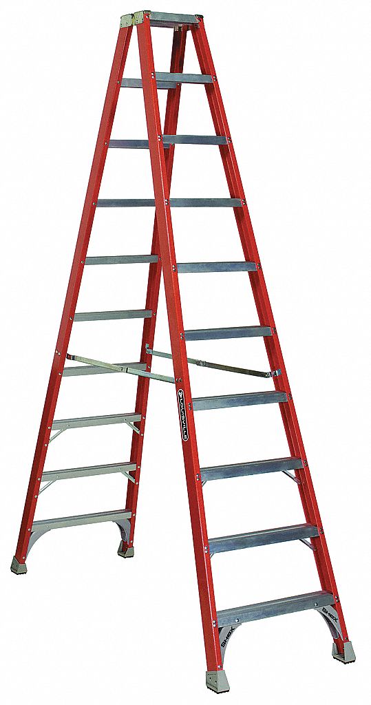 Dbl Sided Stplddr, FG, 10 ft. H, 300 lb Cap