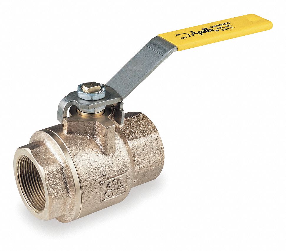 Ball Valve, 1/4 In NPT, Two Piece, Bronze