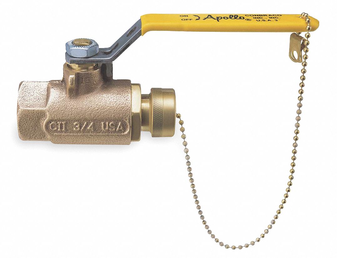 Ball Valve, 2 Pc, 1/2 x 3/4 In, Bronze