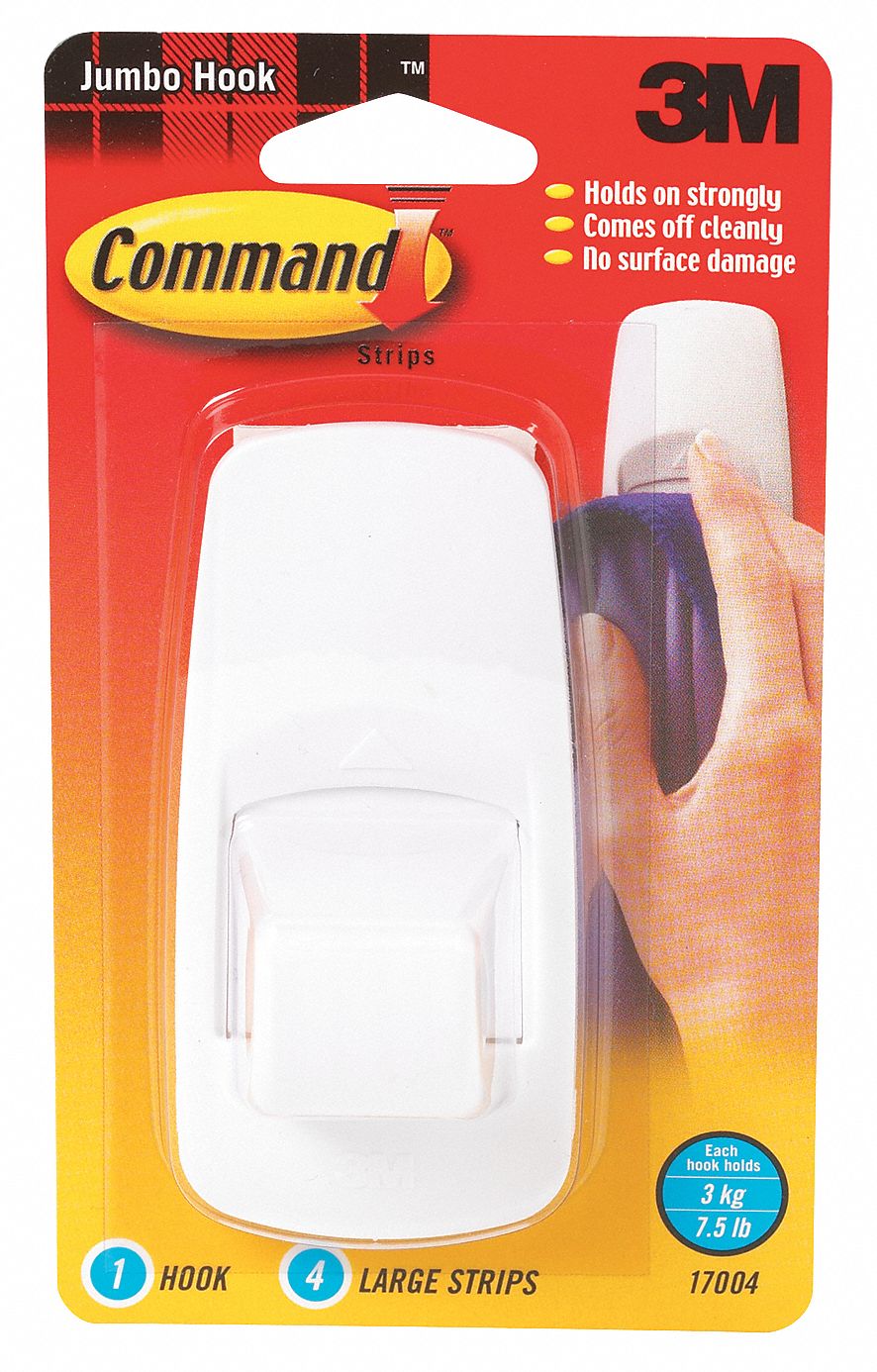 Jumbo Hook, White, Length 4 3/16 In.