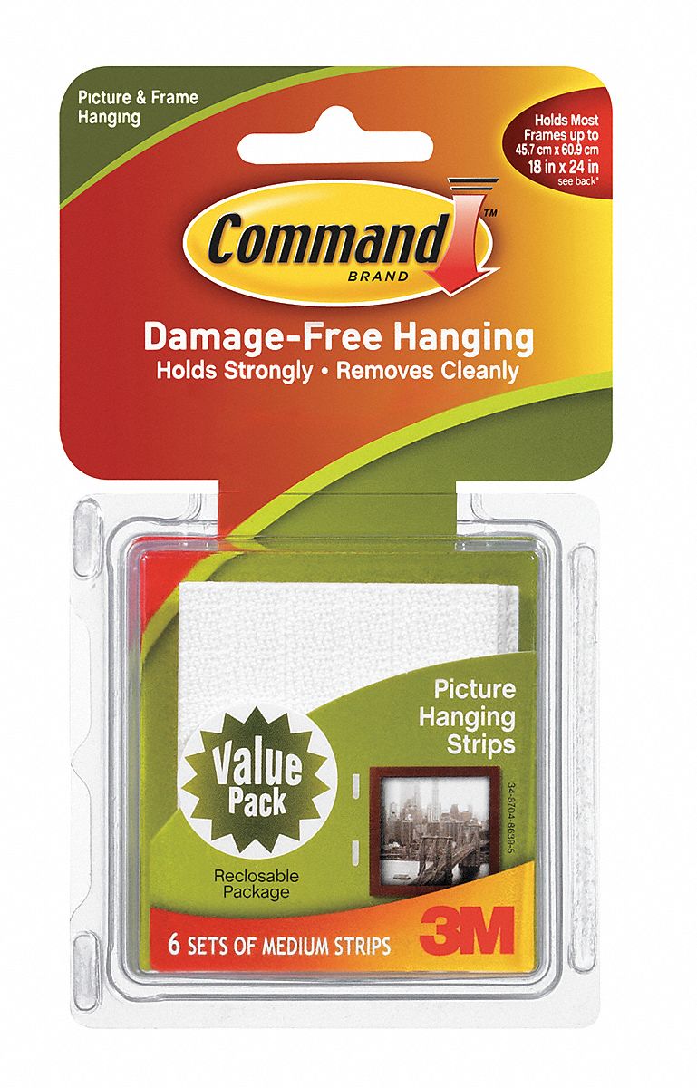 Medium Picture Hanging Strip, Pk 6