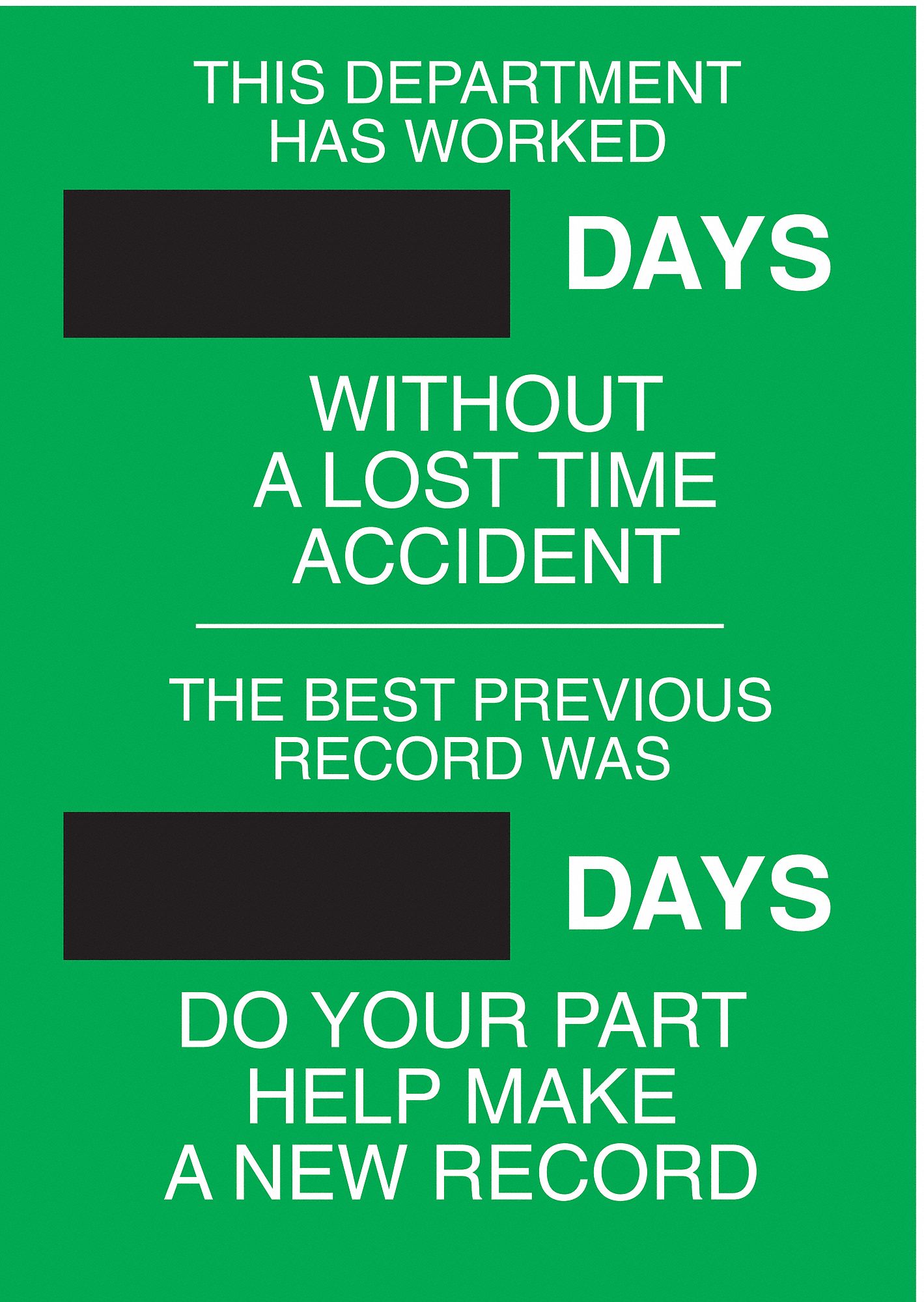 Safety Record Signs, 28 x 20In, STL, ENG