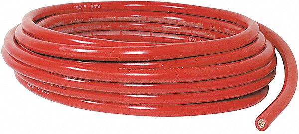 Battery Cable, 4 ga, Length 25 Ft, Red