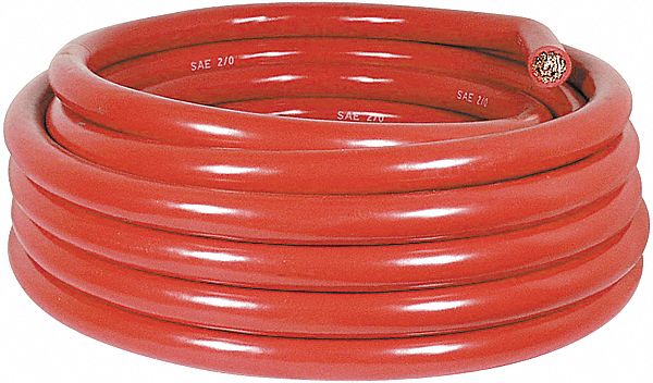 Battery Cable, 2/0 ga, Length 25 Ft, Red