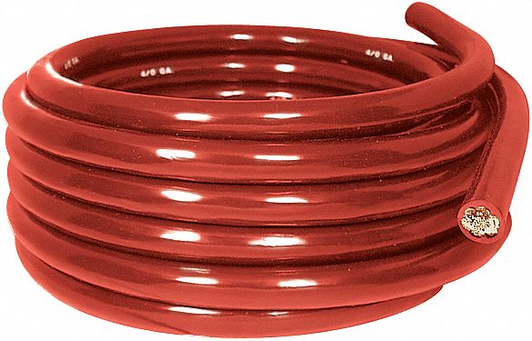 Battery Cable, Red, PVC, AWG 4, 25 Ft.