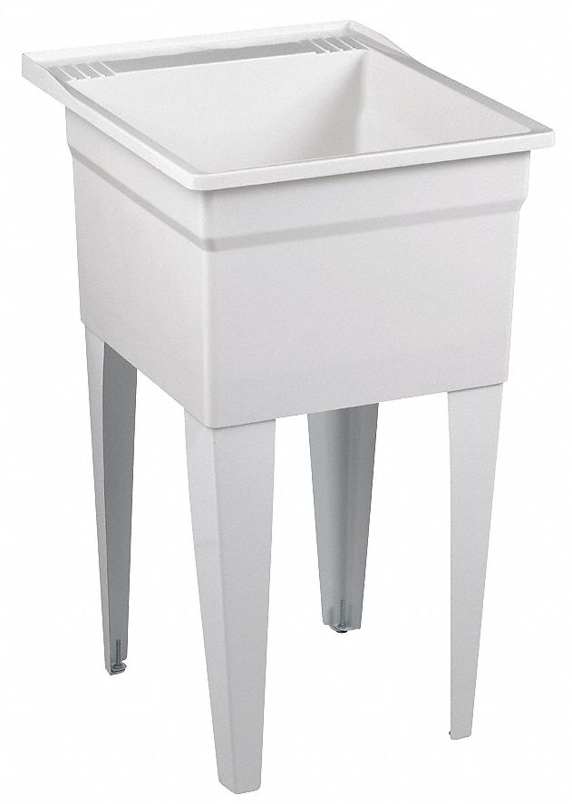 Laundry Tub With Legs, Floor Mt, White