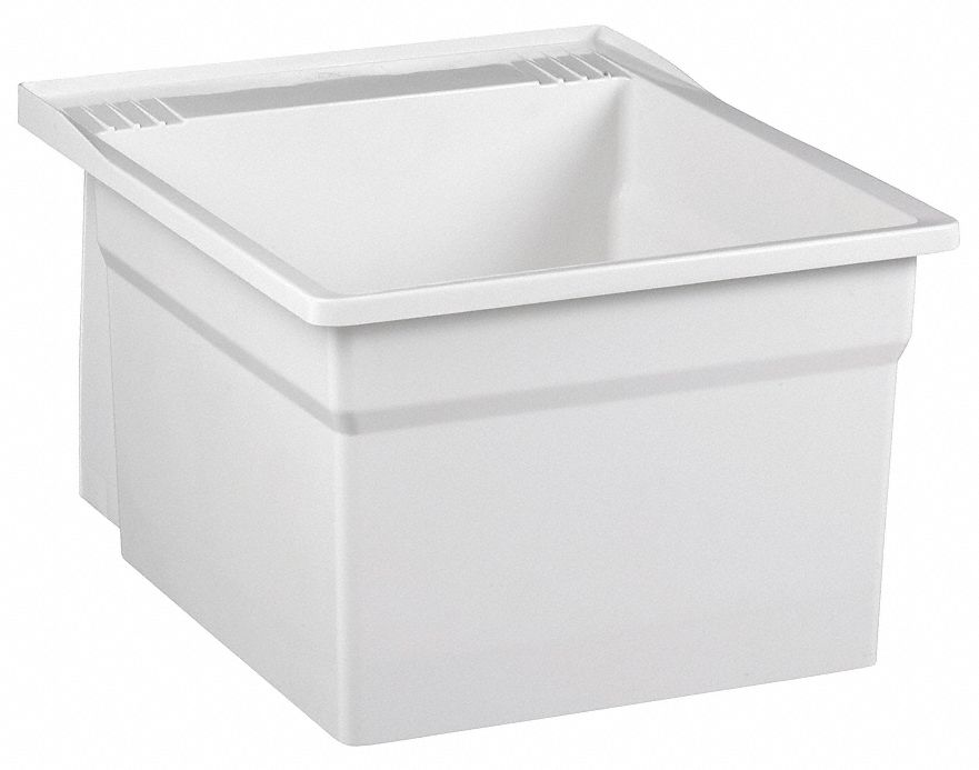 Laundry Tub, Wall Mt, Includes Bracket, Wh