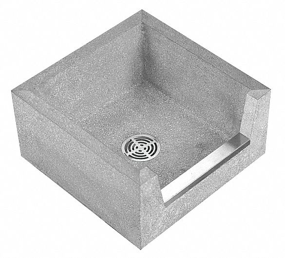 Mop Sink, Terrazzo, 6 In Drop Front, SS Ths