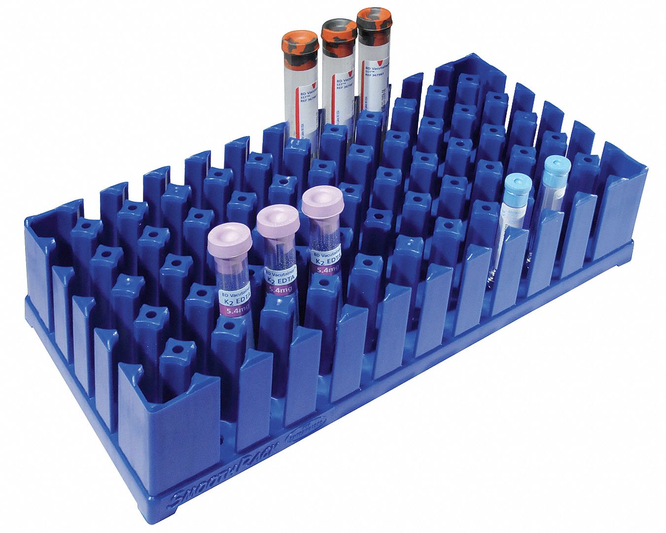 Smooth Test Tube Rack, 5x9-1/2 In, Blue