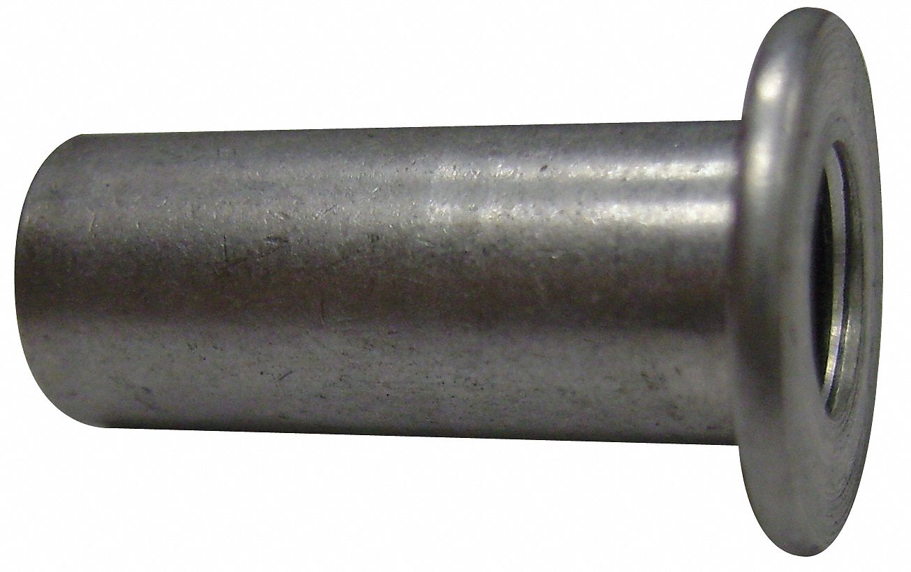 Rivet Nut, Flanged, Alum, 8-32x0.438, Pk 100