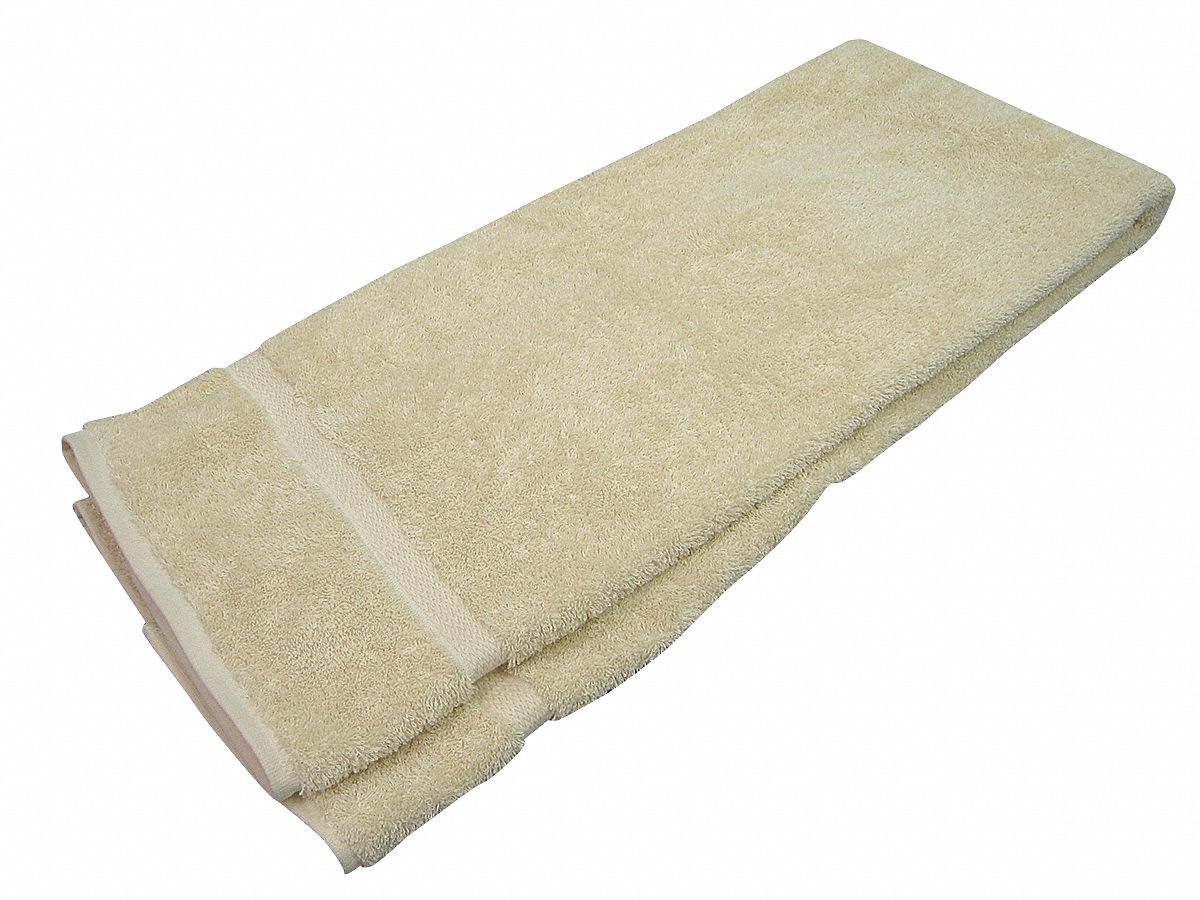 Bath Towel, 27x54 In, Beige, Pk 12
