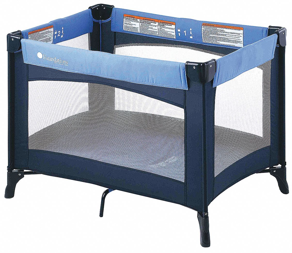 Play Yard Crib, Blue, 3/4 In. Mattress