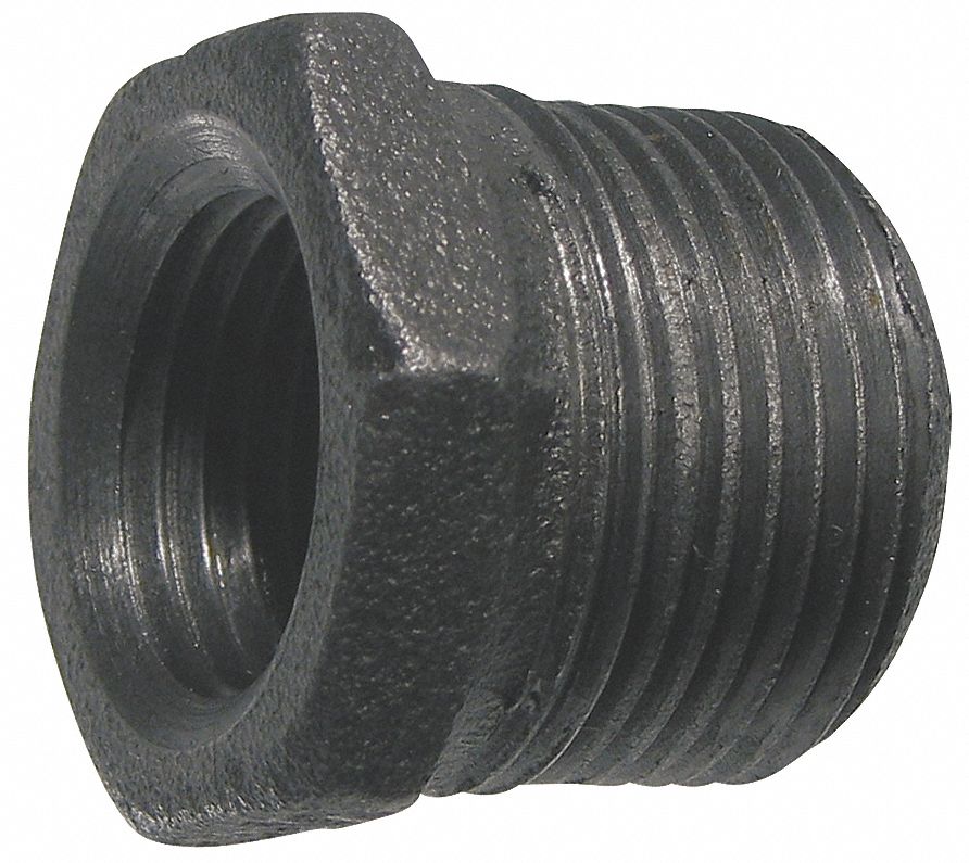 Hex Bushing, 1/2 x 3/8 In, NPT, Black Iron