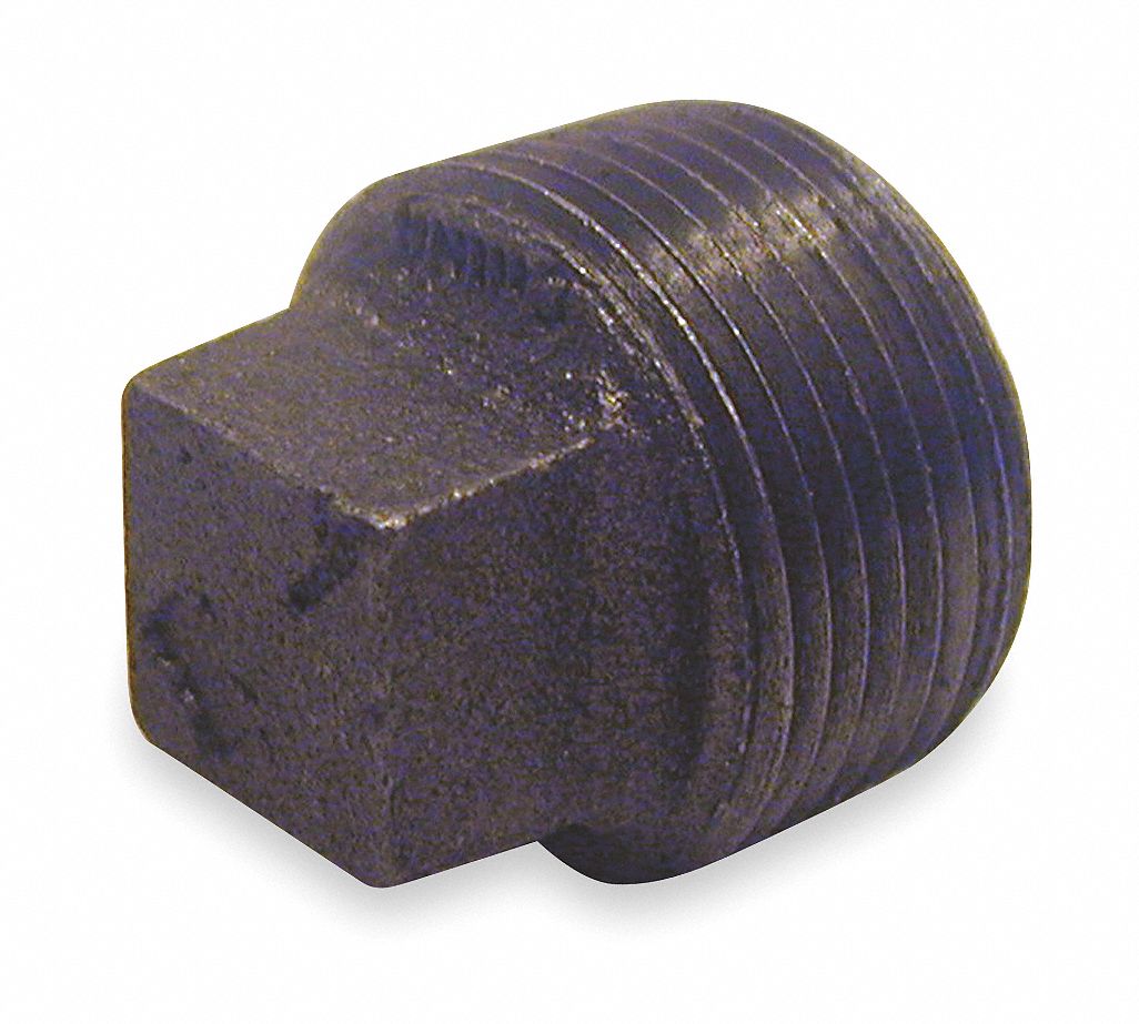 Square Head Plug, 1/4 In, NPT, Black Iron