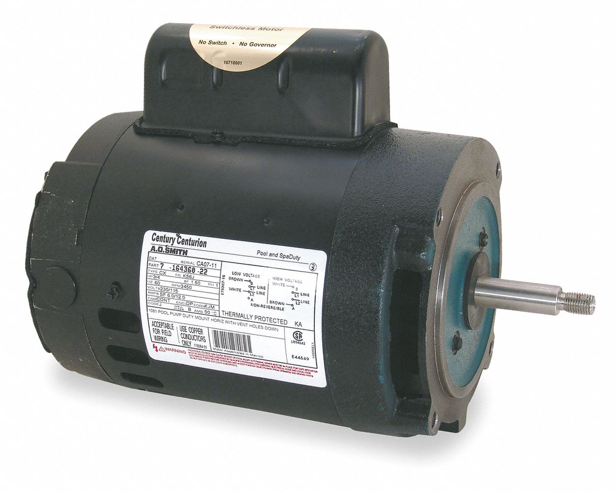 Pool Motor, 1-1/2 HP, 3450 RPM, 115/230VAC