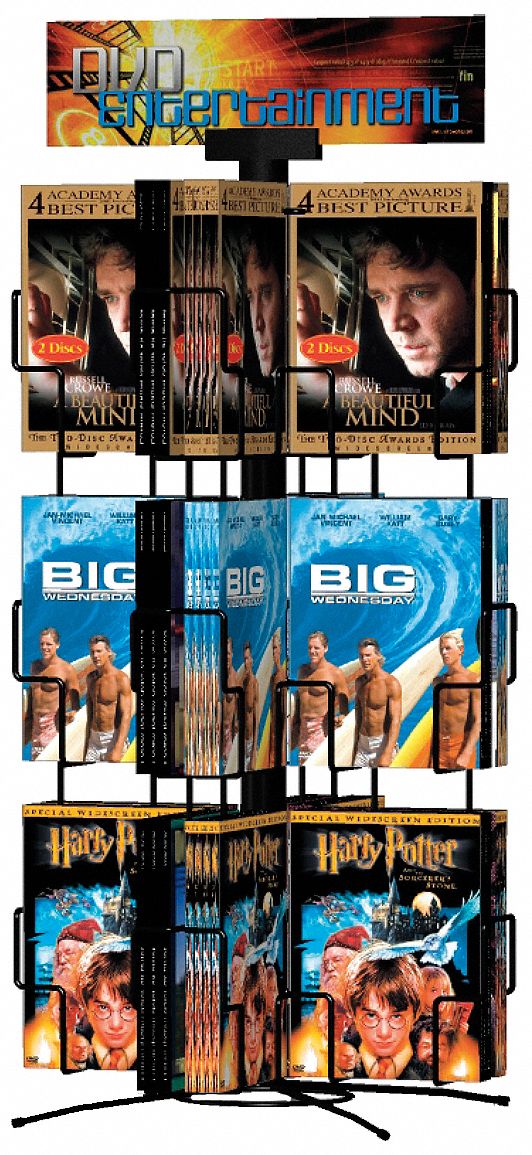 DVD Counter Display, Wire, 24 Compart, Blk