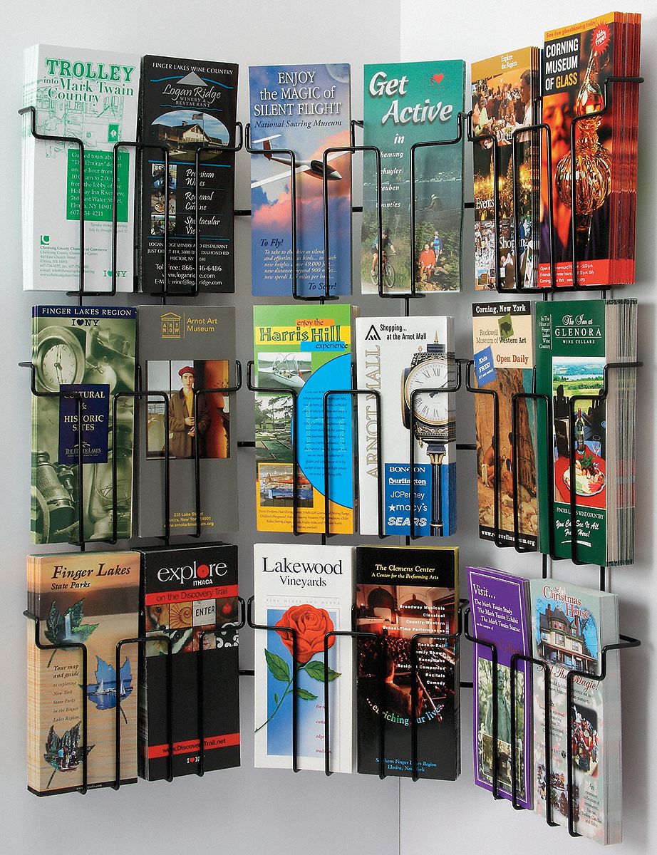 Pamphlet Wall Display, 18 Compart, Blk