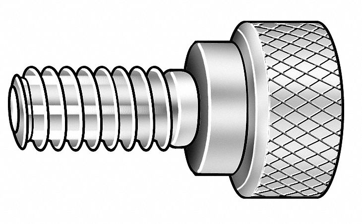 Thumb Screw, Knurled, 6-32x7/16 L, Stl