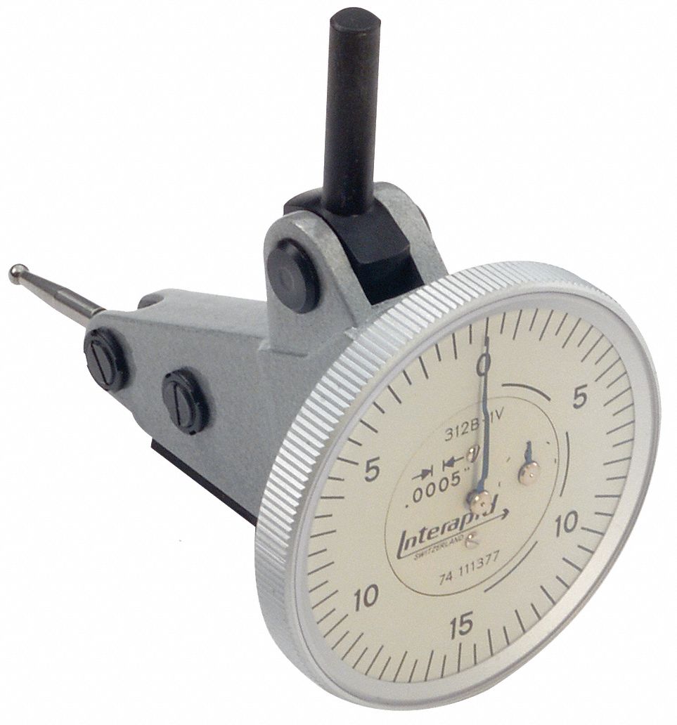 Dial Test Indicator, 0-0.60 In, Vert, White