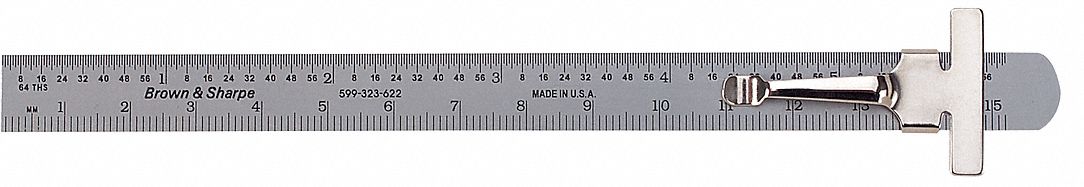 Flexible Rule w/Clip, Steel, 6 In/150mm