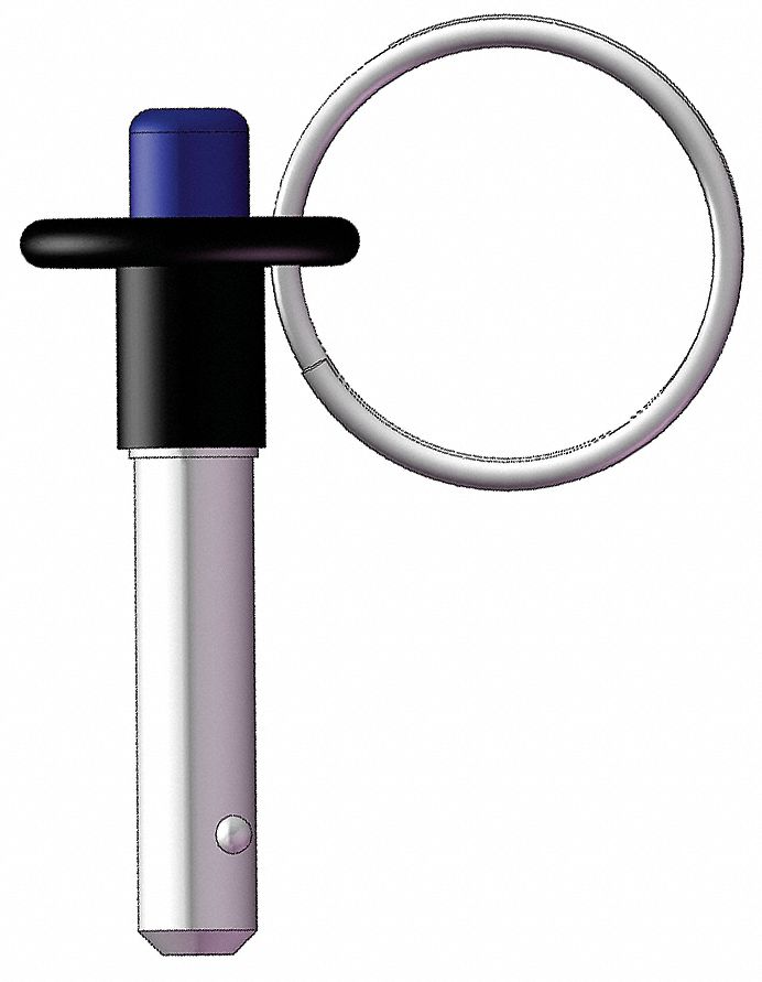 Btn Handle Lock Pin w/Ring, 3-1/2, 3/8, SS