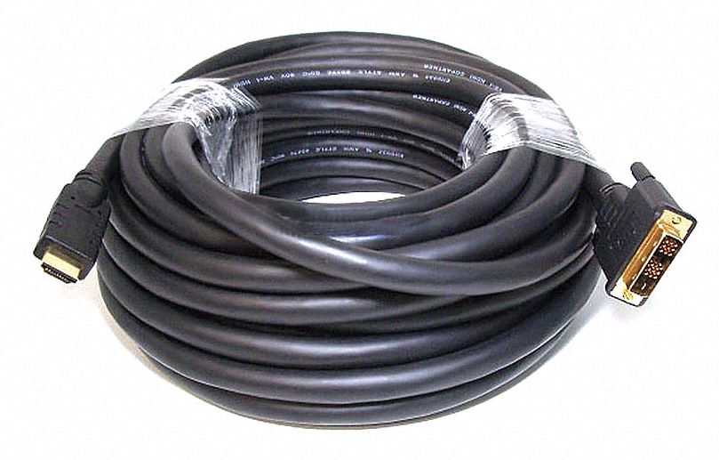 HDMI-DVI Cables, Black, 25 ft., 22AWG