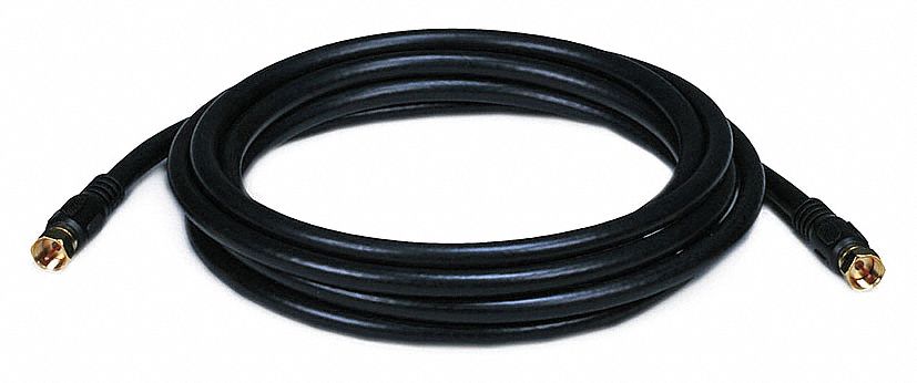 Coax Cable, RG-6, F-Type Conn, Black, 10 ft.