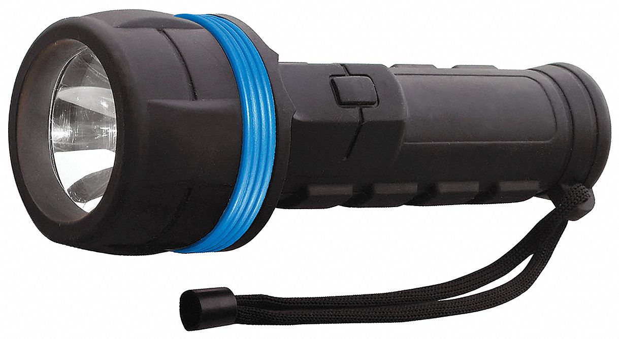 Industrial Flashlight, AA, Incand., Blk