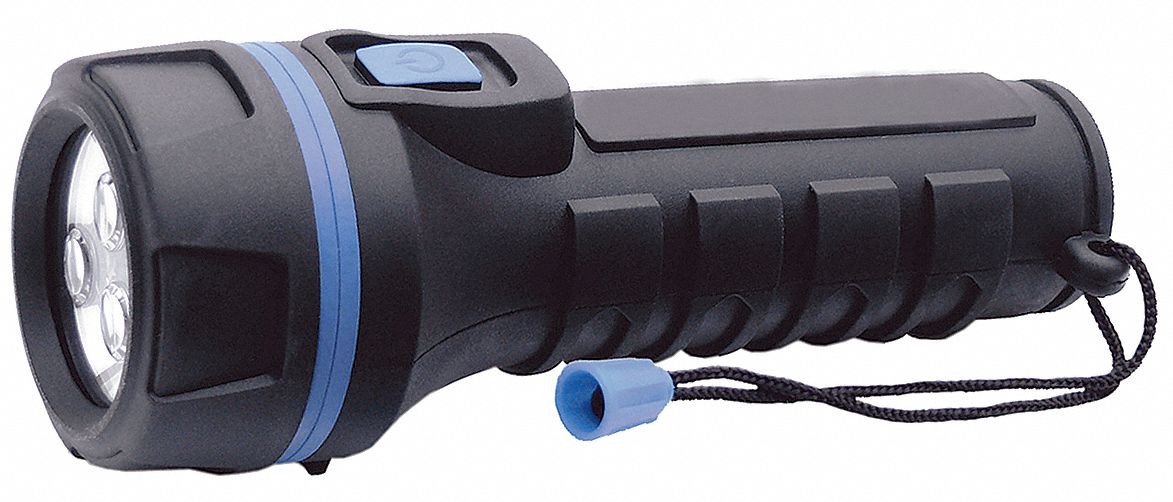Industrial Flashlight, D, LED, Black