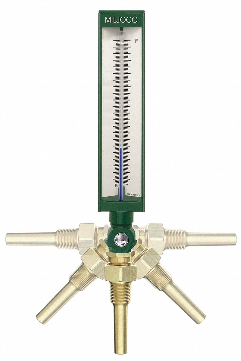 Industrial Glass Thermometer, Green