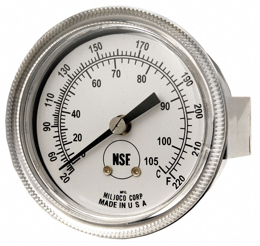 Analog Panel Mt Thermometer, 20 to 220F