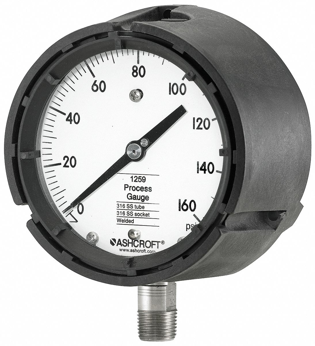 Pressure Gauge, Process, 4 1/2 In, 160 Psi