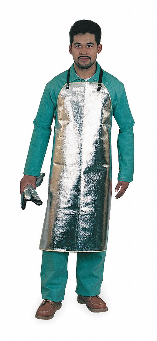 Bib Apron, Aluminized Thermonol, 39 In. L