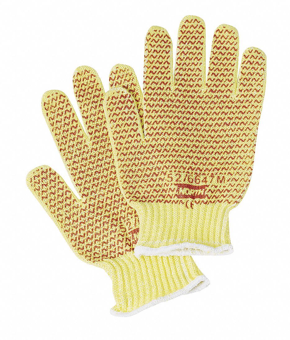 Cut Resistant Gloves, Yellow/Rust, M, PR