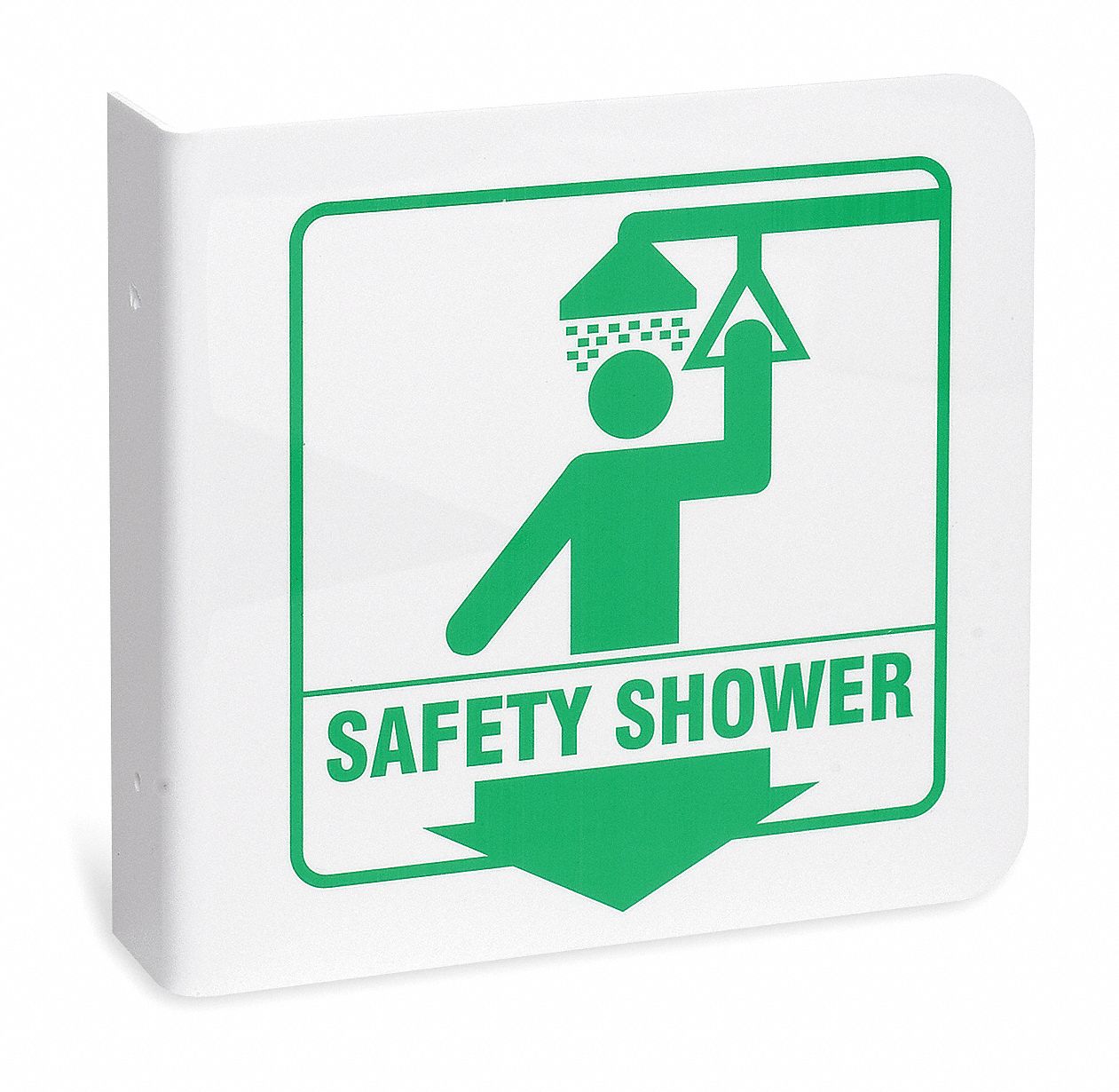 Safety Shower Sign, 8 x 8In, GRN/WHT, ENG