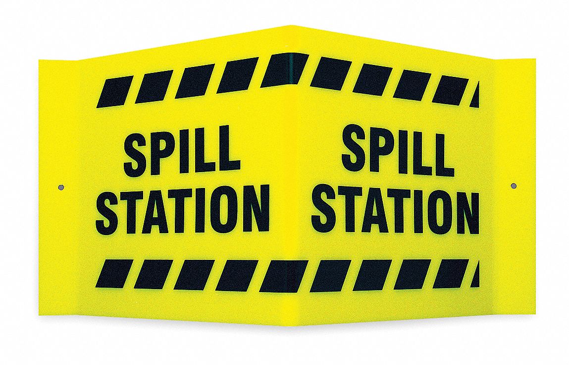 Notice Sign, 8 x 15In, BK/YEL, Spill STA