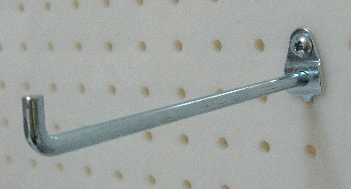 Single Rod Pegboard Hook, 6 In, PK10