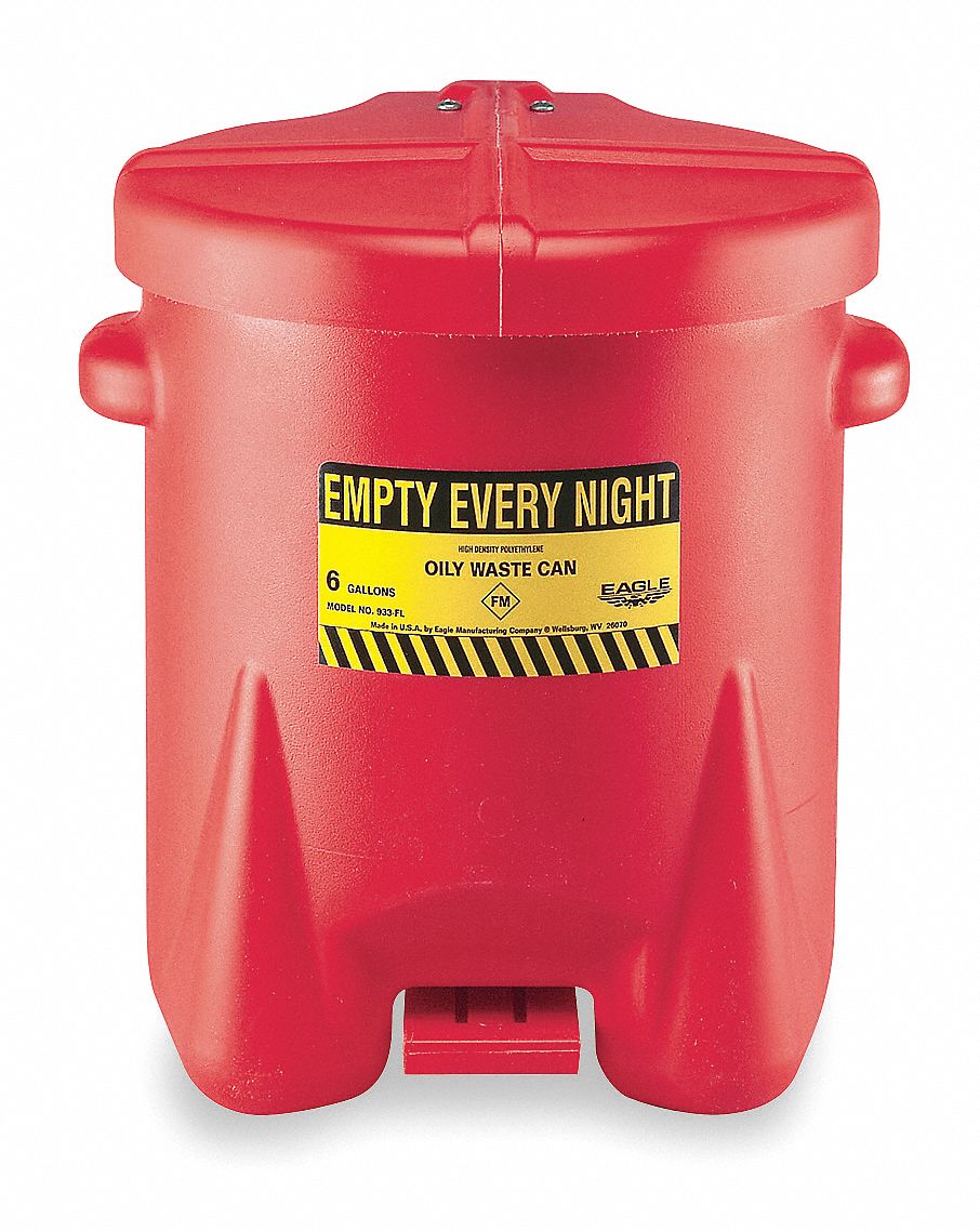 Oily Waste Can, 14 Gal., Poly, Red