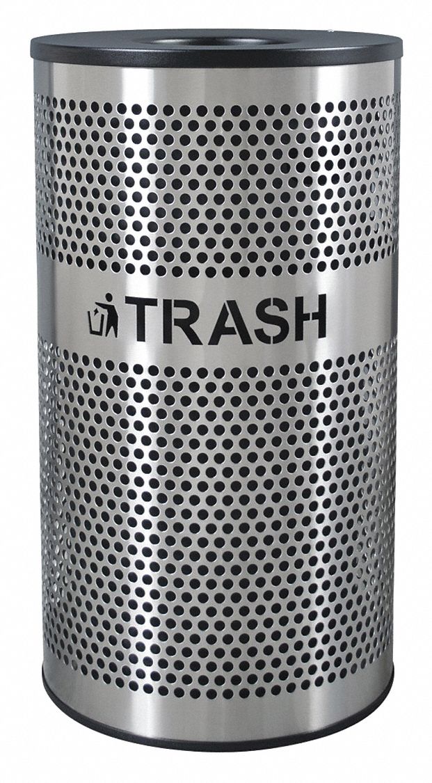 Trash, SS Perf Laser, 33 gal, Plastc Liner