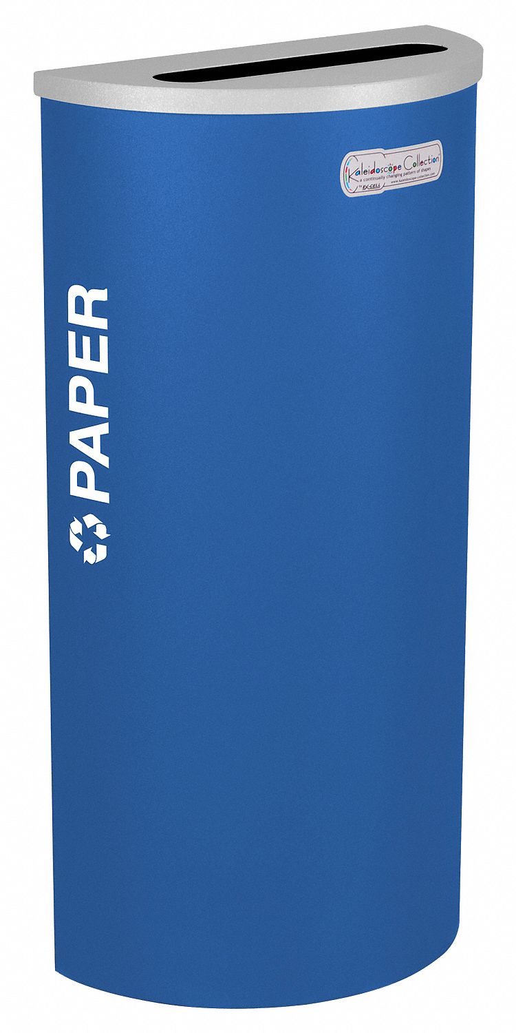 Paper Recycler, 8gal, Half Rnd, Blu Texture