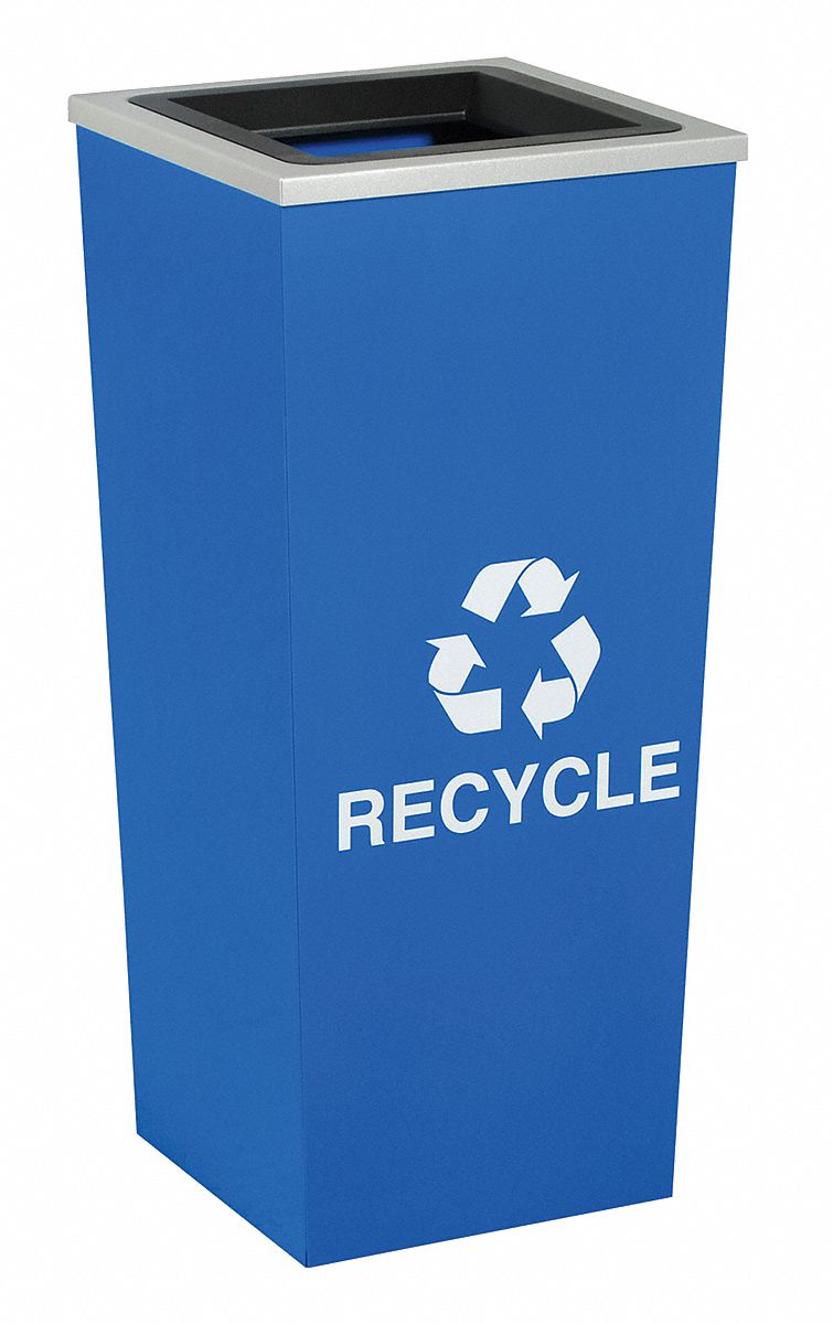 Recycle, 18 gal, Blue w/Silver Trim, Liner