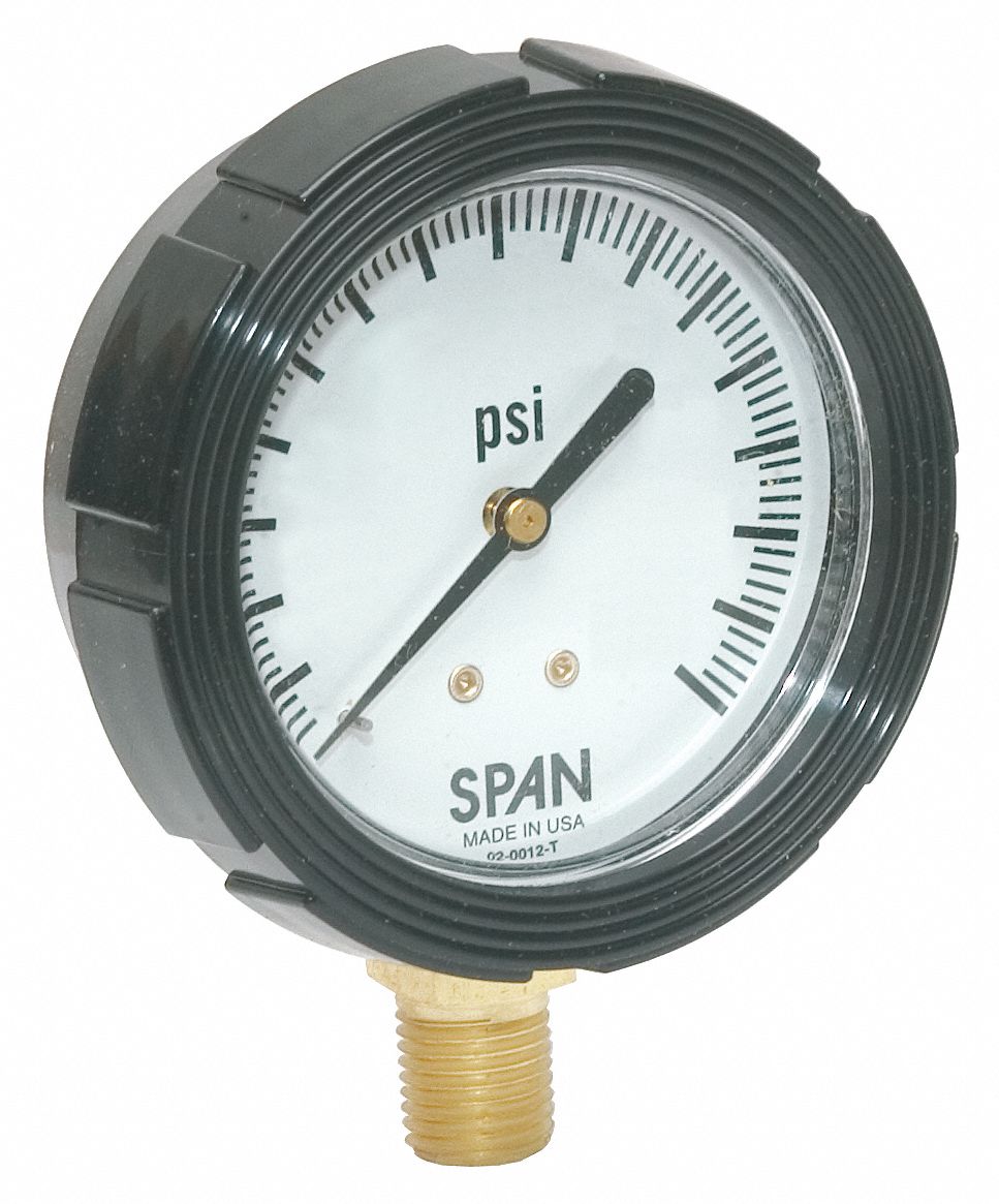 Pressure Gauge, Filled, 100 psi, Non Clog