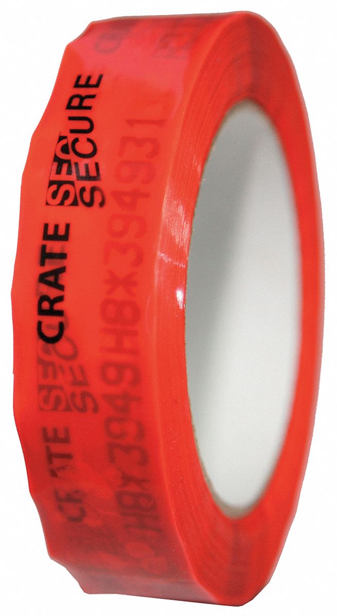 Tamper Evident, Tape, 1in.x180ft, Red