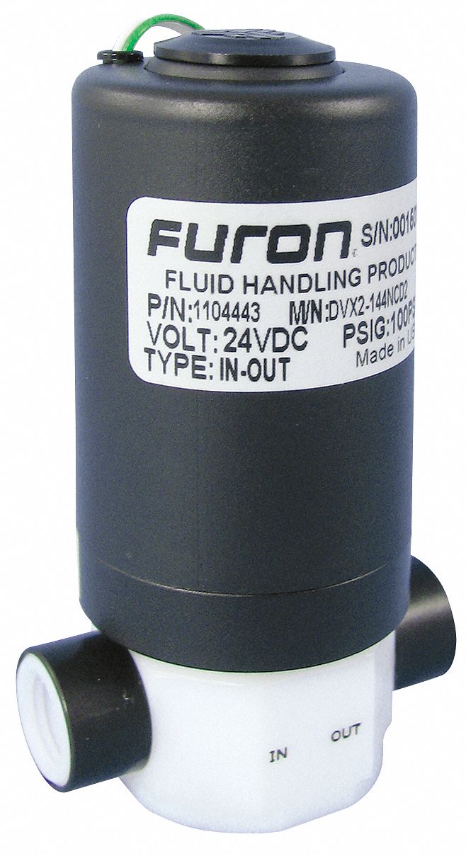 Solenoid Valve, 2 Way, NC, 1/4 In, PTFE
