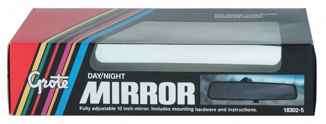 Rear View Mirror, 10 x 2-7/16 In