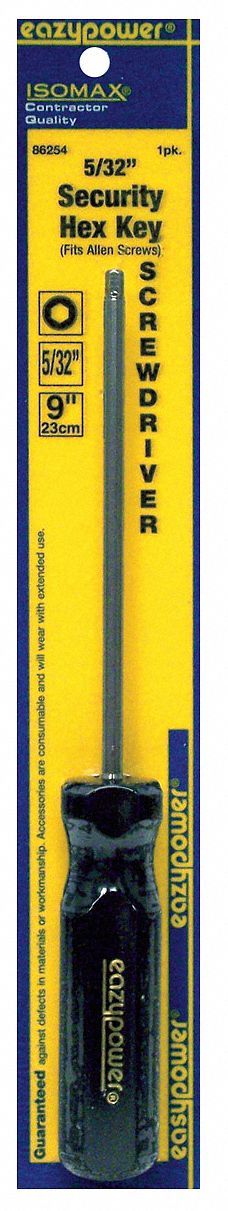 Security Hex Screwdriver, 5/32 In
