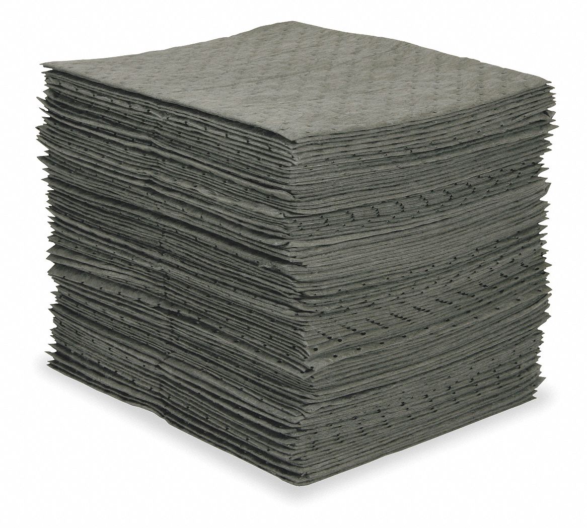 Absorbent Pads, 15 In. W, 26 gal., PK 100