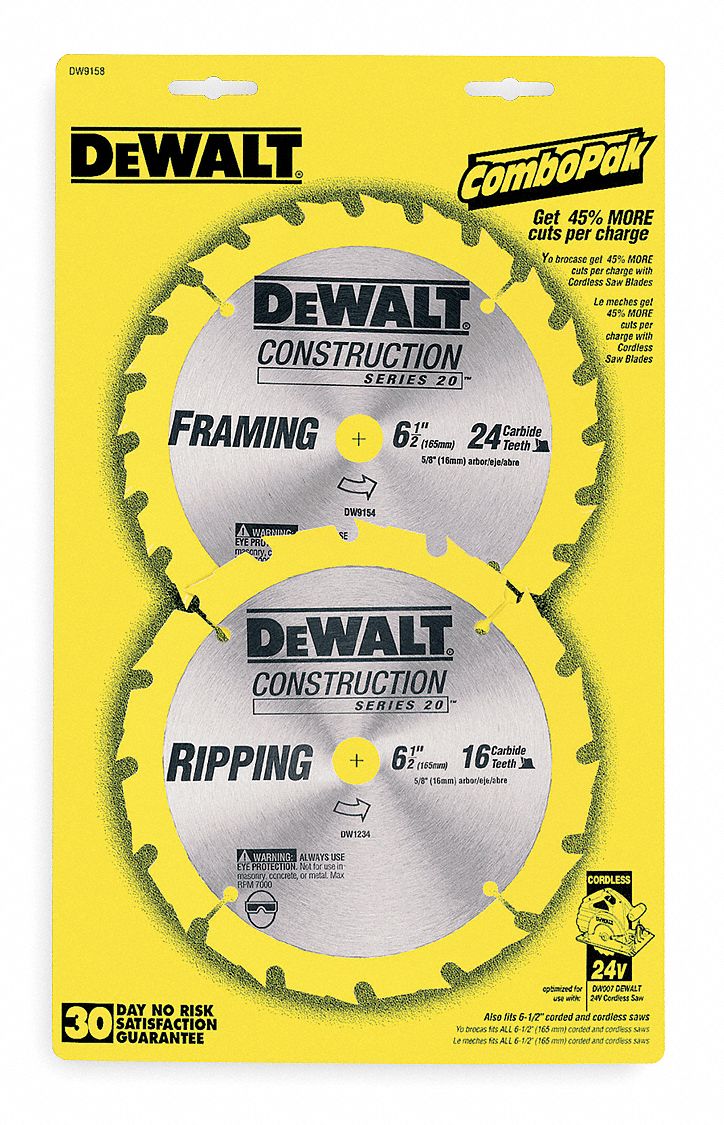 Circular Saw Bld, Carbde, 6-1/2 InDia, PK2