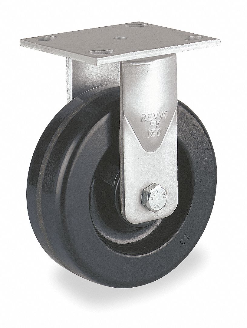 Rigid Plate Caster, 1400 lb, 8 In Dia